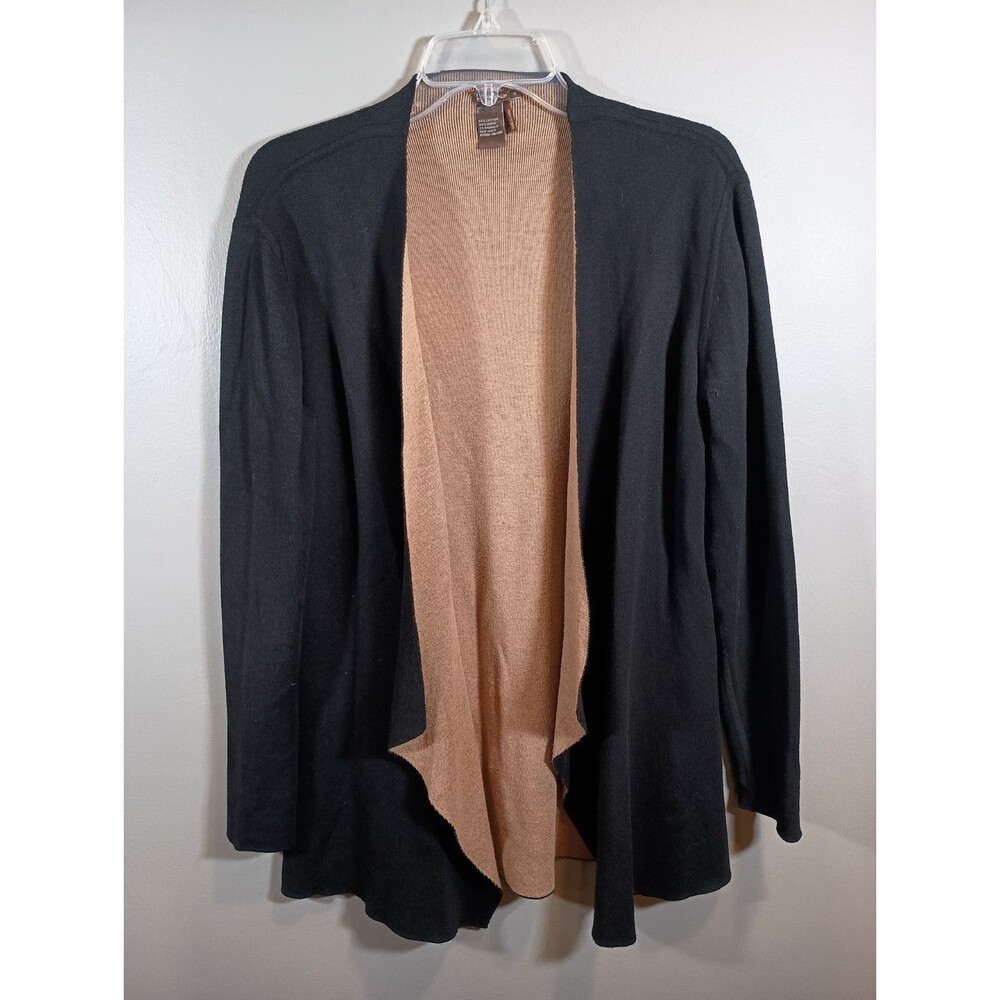 J. McLaughlin Drape Open Long Sleeve Black Cotton Modal Cardigan Size Small